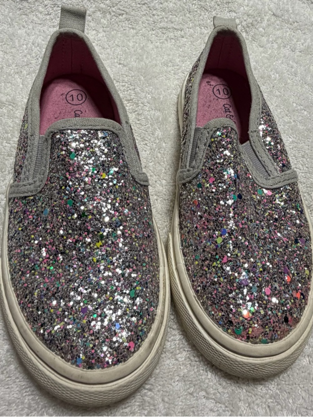 Cat & Jack Glitter Sneakers Size 10 ✨ Slip-On Sparkle Shoes